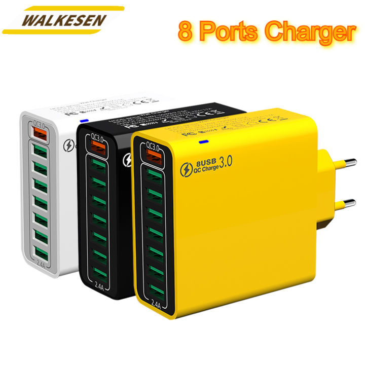 65W Portable 8 Ports USB Fast Charging Charger Quick Charge 3.0 Mobile Phone Adapter For iPhone 15 Pro Max Xiaomi Samsung Huawei