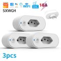 SIXWGH Tuya Wifi Socket Adaptador De Soquete Inteligente 16A Suporte Smart Life App Control Alexa  Home Controle Voice. 