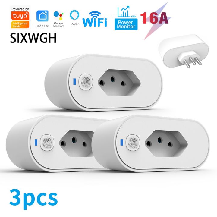 SIXWGH Tuya Wifi Socket Adaptador De Soquete Inteligente 16A Suporte Smart Life App Control Alexa  Home Controle Voice