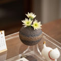 Vintage coarse pottery small vase, Japanese style living room dining table, hydroponic flower set, home decoration ornament. 