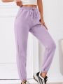 Plain Purple Fleece Winter Sweatpants Trouser For Women & Girls. 