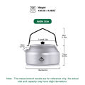 Widesea Camping Outdoor 1L kettle Pure Aluminum Short-hole Removal Handle Design Portable Cookware Travel Essential Appliance.