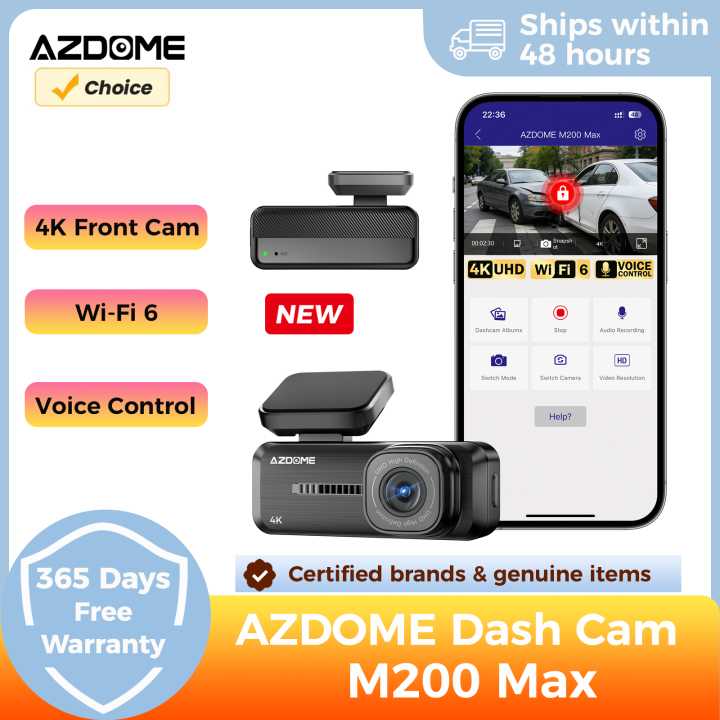AZDOME 4K Dash Cam M200 Max English Voice Control Car DVR Wi-Fi 6 G-Sensor Dash Camera for Car Night Vision 24H Parking Monitor