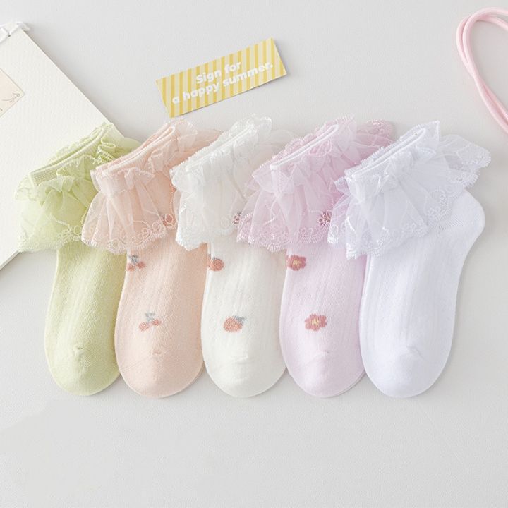 5Pairs/Set%20Children's%20Cotton%20Boneless%20Socks%20Princess%20Lace%20Ruffle%20Mesh%20Breathable%20Socks%20Kids%20Printed%20Dance%20Short%20Sock%201-15%20Years%20-%20Image%203