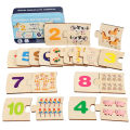 Children's Iron Box Number Enlightenment Paired Wooden Animal Food Puzzle Board Logical Thinking Training Game Educational Toys.