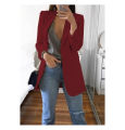 European and American Fashion Casual Suit Polo Neck Slim Fit Cardigan Temperament Women's  Coat Spring and Autumn 2024. 