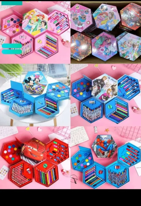 Hexagonal%20Coloring%20Box%20Art%20Kit%20Set%20Of%2046%20Pieces%20With%20Color%20Pencils,%20Crayons,%20Water%20Color,%20Marker%20Pens%20for%20kids%20-%20Image%202