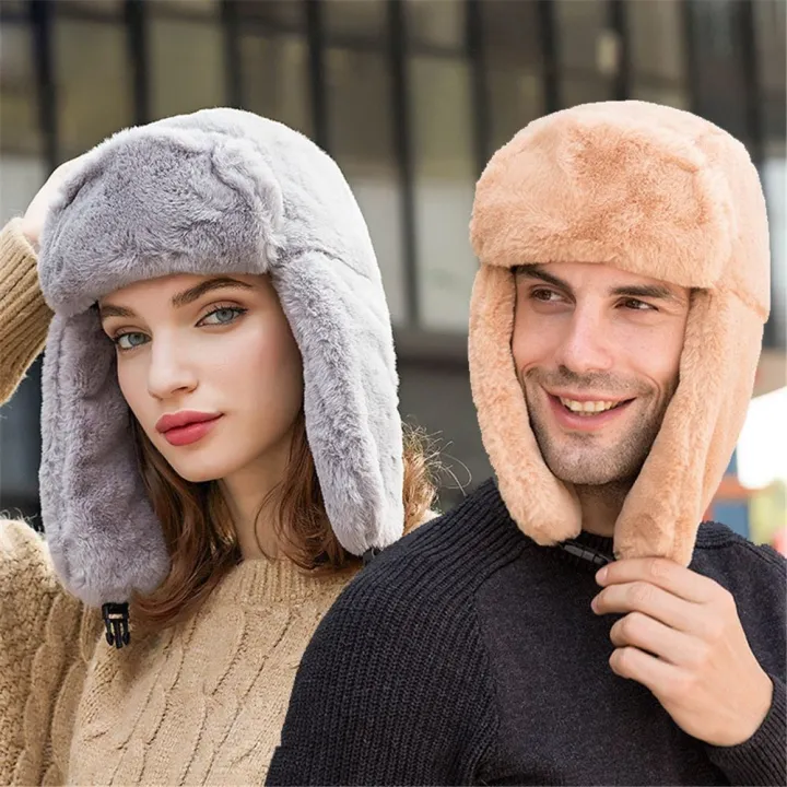 Men%20Women%20Thick%20Plush%20Bomber%20Hat%20Warm%20Winter%20Hat%20Trapper%20Hats%20Russian%20Ushanka%20Snow%20Caps%20Earflap%20Bonnet%20-%20Image%202