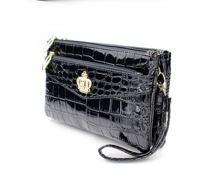New fashion women hand bags pu leather double zipper pouch womens wallet