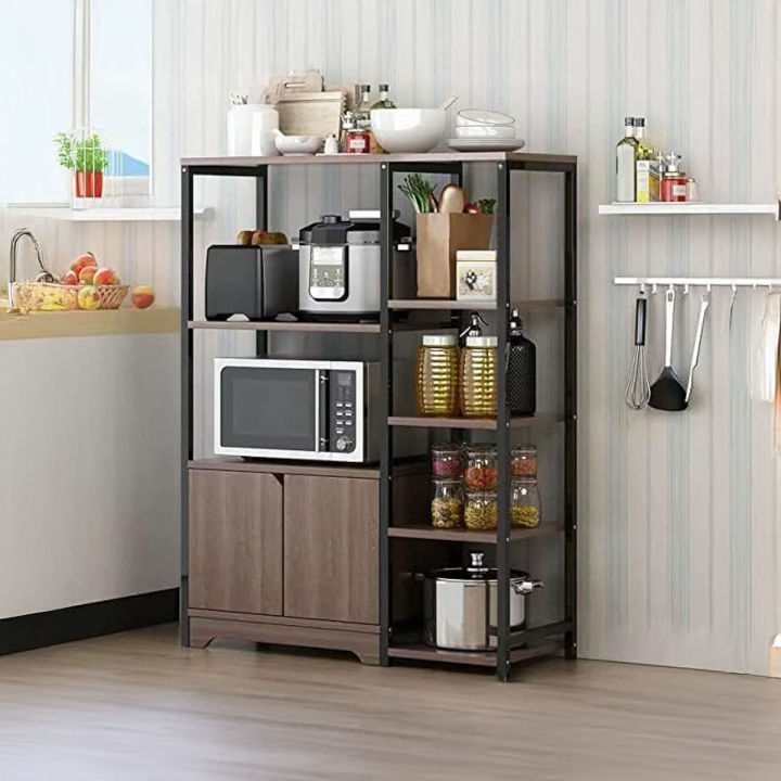 Furnix 5-Tier Microwave Oven Stand with Storage Cabinet, Kitchen Shelf, and Multi-Functional Rack for Spices, Utensils, Vegetables, and Fruits