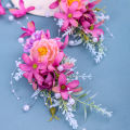Chinese retro bridal headpiece 1 pair of pink floral tassel hair clips Wedding party performance headband Hair accessories. 