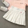 Korean Reviews Many Baby Clothes Embroidered Heart Design Cute Sweet SolidCasual Simple Pleated Skirt Safety Pants 1PCS. 