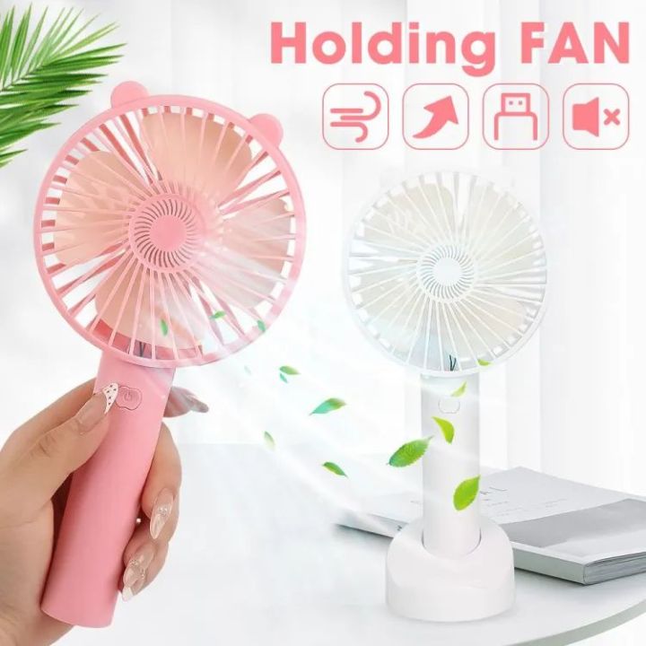 Desk Fan High Velocity Electric Fan USB Rechargeable Student Fan Cat Ear Design Mini Fan Portable Hand Held Fan For Office 1Pcs