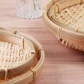 Handmade Woven Bamboo Tray Bamboo Round Bamboo Woven Basket Wicker Bread Basket Living Room. 