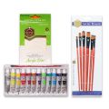 Acrylic paint set of 12 & Flat brushes set. 