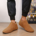 Men's Fuzzy Overlapping Slippers - Winter Warmth Indoor Home Shoes with Fuzzy Lining and Arch Support, Soft Cushioning Comfort,. 