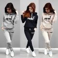 Autumn Winter Daily Casual Sporty Hoody Outfit Women's Jogger Set Hoodies and Sweatpants Female Home Outdoor Comfort Sportswear. 