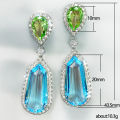 Huitan Colorful Bridal Dangle Earrings for Wedding Inlaid Geometric Cubic Zirconia Top Quality Women Earrings Luxury Jewelry New.