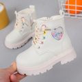 Fashion Girl's Boots Autumn Soft Leather Platform Boots Toddler Round Toe Chunky Kids Shoes Casual Non-slip Ankle Boots Ботинки. 