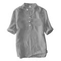 Men's Plus Size Kurta T-Shirt Linen Short Sleeve Plain Shirt Casual Muslimah Raya Shirts Tops Baju Kemeja Lelaki Berkolar. 