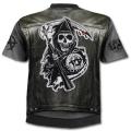 New retro street punk motorcycle men's T-shirt 3D shirt casual fashion hip-hop horror short sleeved round neck men's clothing. 
