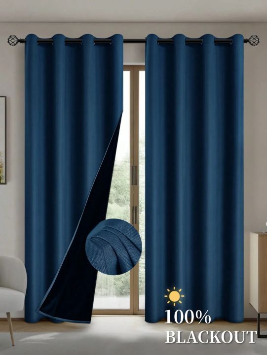 1pc 100% Blackout Curtains with Grommet Top , Curtains for Living Room, Bedroom, Kitchen, Home Decor, Room Decoration
