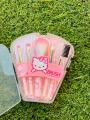 Hello Kitty 5 Piece Makeup Brush Kit With Storage Bag. 