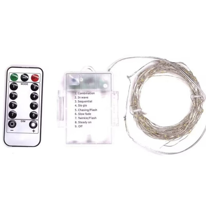 Christmas Decorations Outdoor Battery Operated Remote Copper Wire String Lights Holiday Wedding Party Decor Fairy Garden Lights