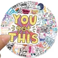 52pcs Inspirational Quote Stickers Pack Positive Decals for Water Bottle Laptop Phone Skateboard Helmet Gifts for Teens Kids. 