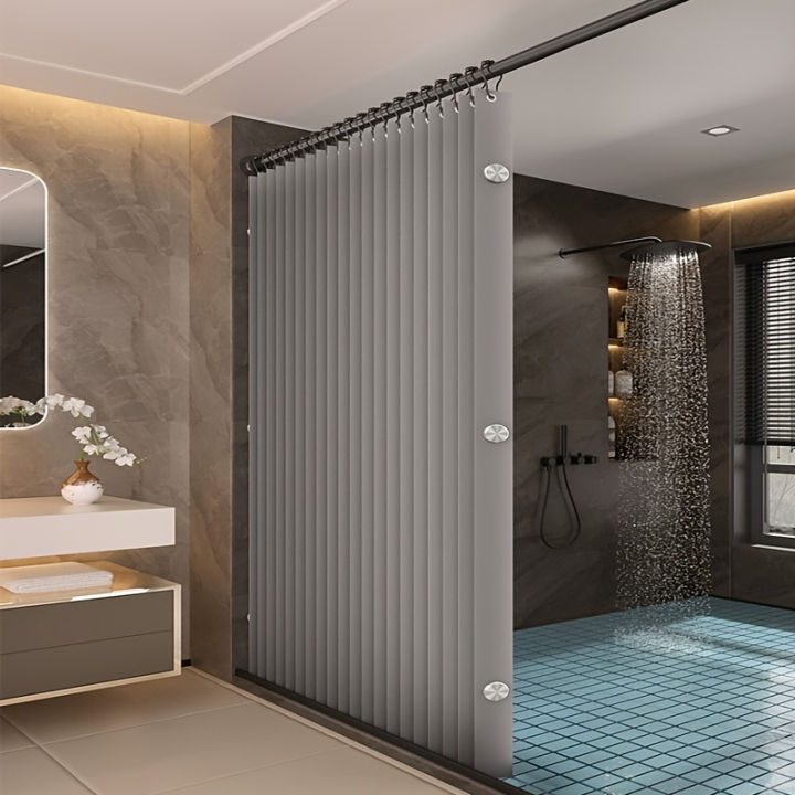 Foldable%20Magnetic%20Shower%20Curtain%20Waterproof%20Privacy%20Divider%20Shower%20Screen%20for%20Home%20Apartment%20Dorm%20Modern%20Decor%20-%20Image%204