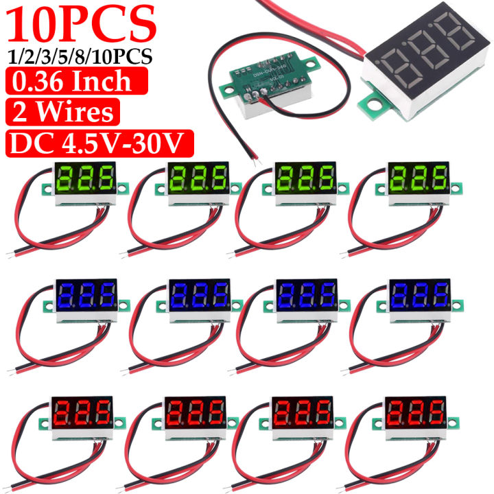 2 Wires Mini Digital Voltmeter Module Volt Meter 0.36 Inch LED Screen ...