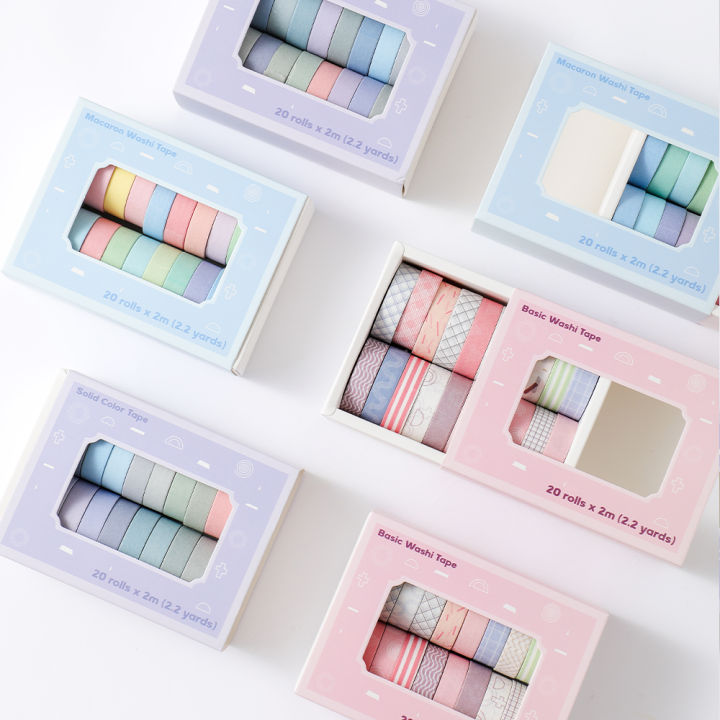 Coding Deco 20 rolls Washi Tape Set Simple Thin Masking Tape For DIY Arts Crafts ...