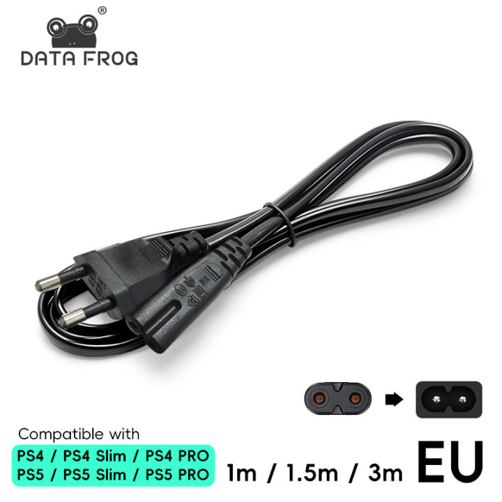DATA FROG EU Plug Power Supply Cable for PS5 PS4 Xbox Speaker Monitor 2-Prong AC Power Supply Cable for TV Computer