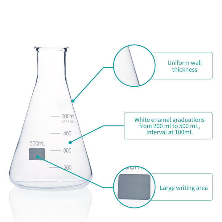 Conical%20Flask%20Borosilicate%203.3%20Glass%20500ml%201%20to%206%20Pieces%20Erlenmeyer%20Narrow%20neck%20Flask%20with%20Clear%20Graduated%20Marking%20%E2%80%93%20Durable,%20Heat%20&%20Chemical-Resistant%20Low%20Form%20Flask%20for%20Mixing,%20Heating,%20Storage%20&%20Experiments%20in%20School,%20College,%20Professional%20Laboratory%20-%20Image%202