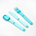 3pcs/set Magnetic Aluminum Cutlery Set - Travel Picnic Camping Cutlery Set Including Steak Knife, Spoon, Salad Fork.