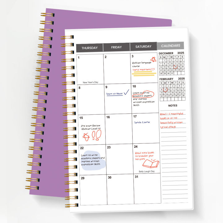 TREES%20Notebook%20Promotion%202026-2027%20A5%20Weekly%20&%20Monthly%20Planner%20,Gold%20coil%20binding,%20purple%20minimalist%20notebook%20-%20Image%204