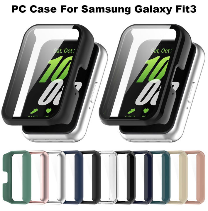 For Samsung Galaxy Fit 3 Protective Case PC Cover + Glass Film Hard Bumper For Galaxy Fit3 SM-R390 Protection