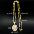 Seal of Archangel Michael Medal Necklace for Women/Men Rhinestone Stainless Steel Gold Silver Color Talisman Chain Jewelry. 