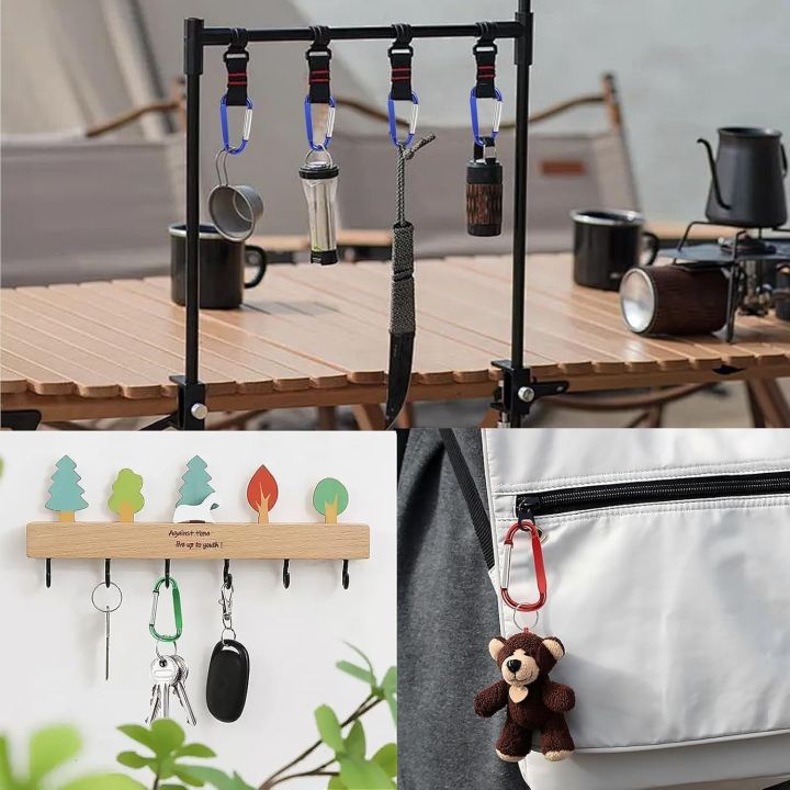 4PCS%20Black%20Carabiner%20Caribeaner%20Clip%20Aluminum%20D%20Ring%20Shape%20Carabeaner%20with%204PCS%20Keyring%20Keychain%20Hook%20-%20Image%205