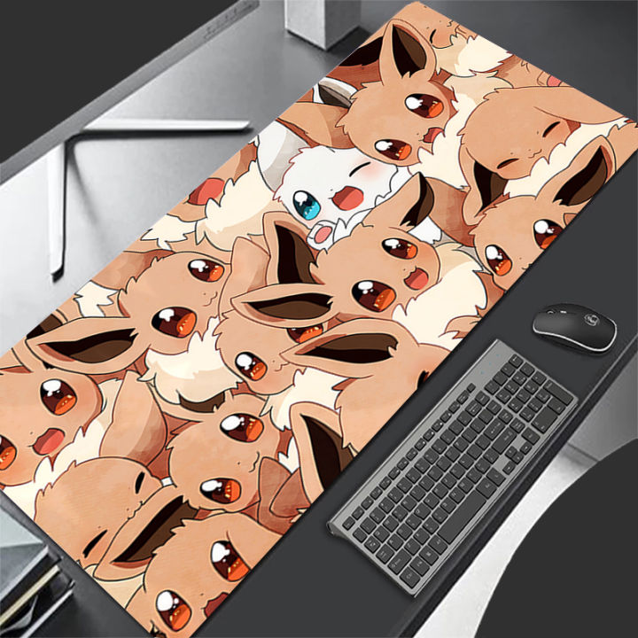 Mouse Pad Gaming Carpet Anime Keyboard Pads Rug P-pokemonS Cute E-eevee Mousepad Mouse Pads Laptop Extended Desk Mat Gamer