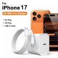 PD 30W Fast Charger Power Adapter For iPhone 17 Pro Max USB Type C To C Fast Charging Cable For iPhone Air 16e 15 Quick Charging.