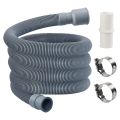 Washing machine drain pipe pvc plastic imported 4 feet with 2 clips. 