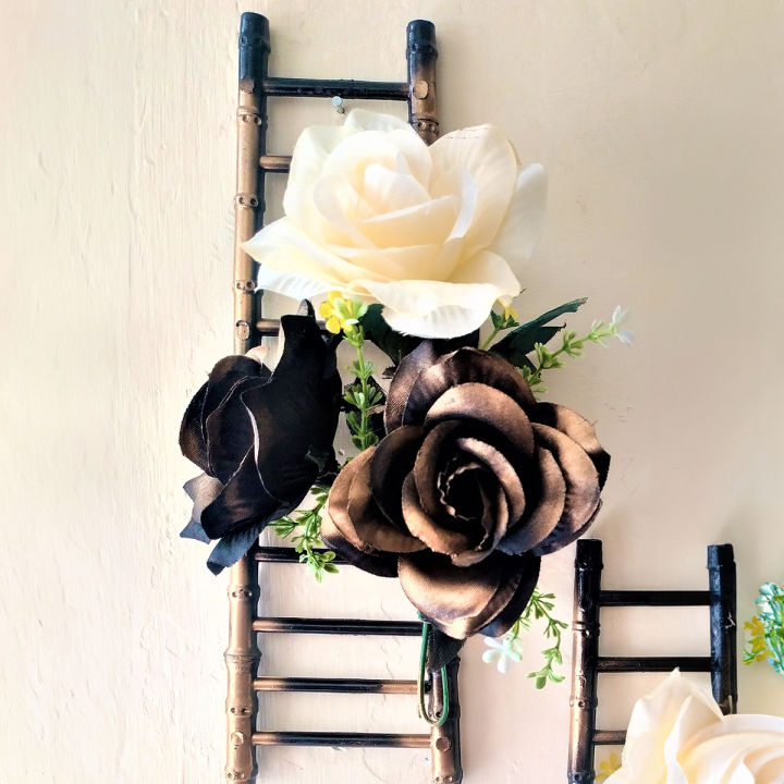 Wall Hanging Money Plant Ladder with Flowers - 1 Feet Size Home & Office Decor