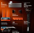 Gillette Fusion 5 Razor with Styling Black Blade & 5 Diamond Like Coated Blades. 