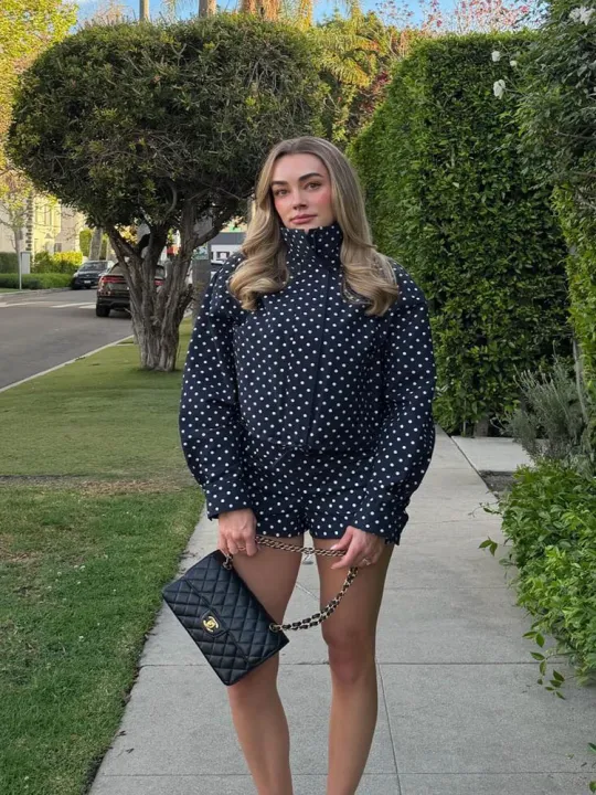 Womens%20Polka%20Dot%202%20Piece%20Set%20Casual%20Stand%20Collar%20Long%20Sleeve%20Crop%20Top%20And%20High%20Waist%20Shorts%20Outfit%20Spring%20Fashion%20Streetwear%20-%20Image%203