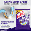 Harpic Drain Cleaning Xpert Powder 45g X 2, Unblocks Clogged Bathroom, Kitchen & Shower Sink in 15 minutes, Clears Drainpipes, Melts Hair & Grease, Effective Sink and Drain Pipe Cleaner & Blockage Remover 2 pcs combo pack.