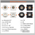 1-10pcs LED Change Color 3 CCT 3000K 4000K 6000K LED Ceiling Spotlight Embedded Light 7W AC 110V 220V Adjust 90° Lighting Spot.