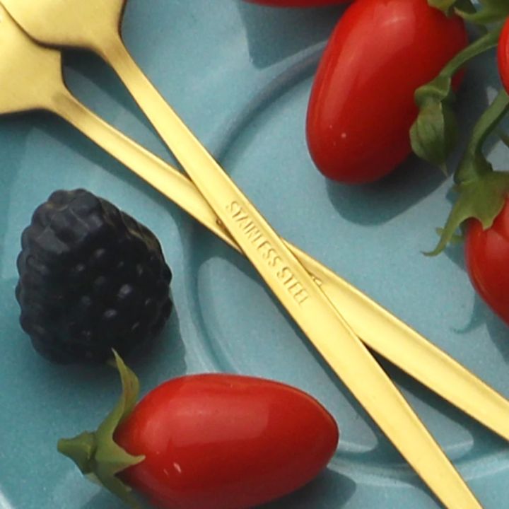 6Pcs%20Stainless%20Steel%20Matte%20Cake%20Fruit%20Forks%20Flatware%20Silverware%20Cutlery%20For%20Dessert%20Salad%20Fork%20Set%20Gold%20Tableware%20Mini%20Fork%20-%20Image%205