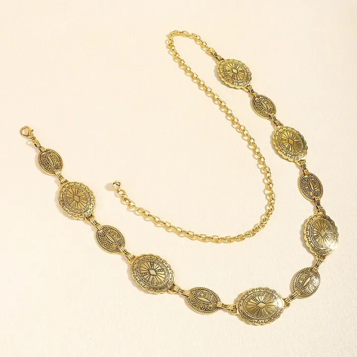 Retro%20style%20women's%20metal%20waist%20chain%20accessories%20Decorative%20circle%20carved%20chain%20belt%20high%20style%20accessories%20-%20Image%203