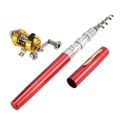 Fishing Rod Reel Combo Kit Set Mini Telescopic Portable Pocket Pen Fishing Rod Pole + Reel Aluminum.